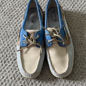 Sperry Blue and Beige Boat Shoes